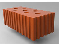 Кирпич керамический рядовой полнотелый с технологическими пустотами  размер 1.4 нф. красный рифленая 2