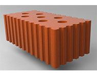 Кирпич керамический рядовой полнотелый с технологическими пустотами  размер 1.4 нф. красный рифленая